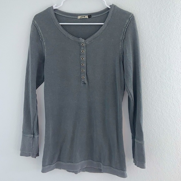 Levi’s Soft Cotton Henley Grey Large - Picture 1 of 7